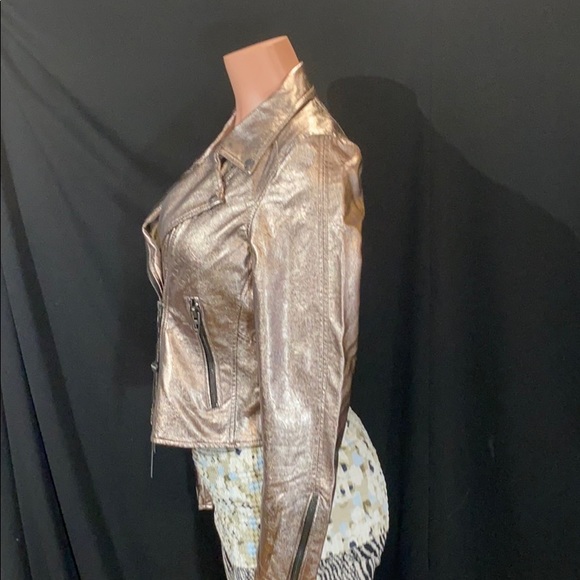 NWT BLANK NYC Bronze Metallic Faux Leather Jacket - Picture 6 of 9